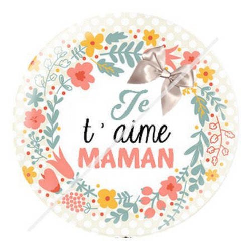 Cabochon résine a coller 25 mm je t'aime maman 12 