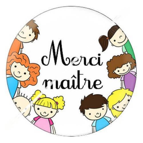 Cabochon résine a coller 25 mm merci maître 1 