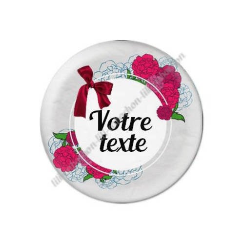 Cabochon résine a coller 25 mm à personnaliser avec votre texte ref f84 