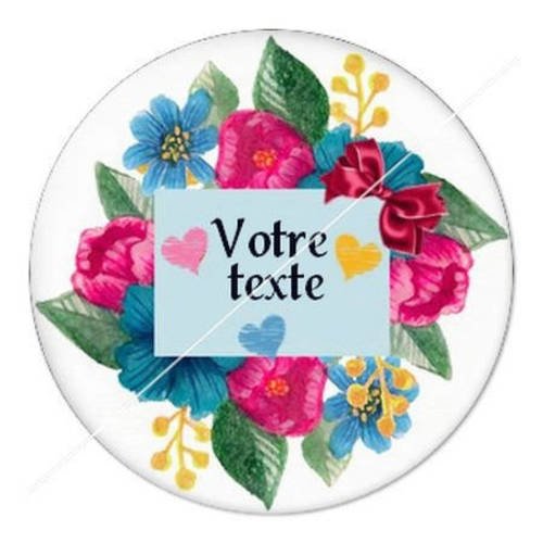 Cabochon résine a coller 25 mm à personnaliser avec votre texte ref b53 
