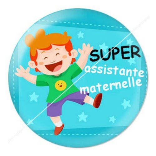 Cabochon résine a coller 25 mm merci assistante maternelle 19 