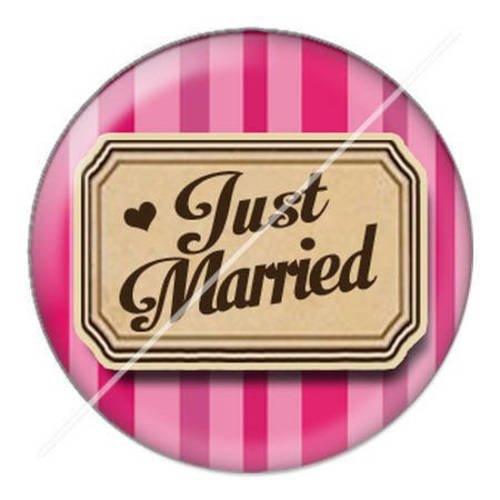 Cabochon résine a coller 25 mm just married mariage 4 