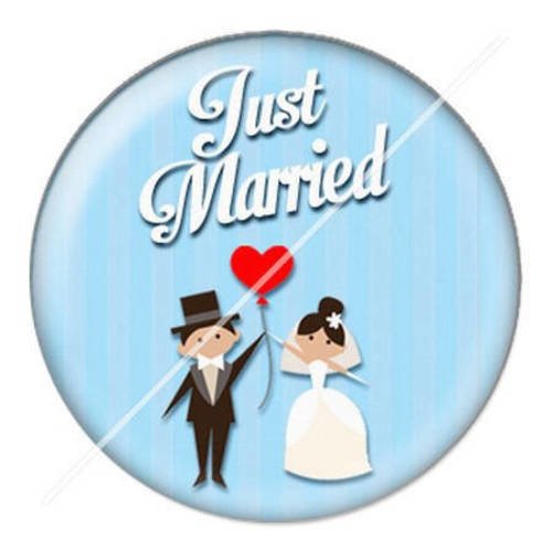 Cabochon résine a coller 25 mm just married mariage 5 