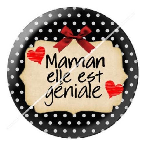 Cabochon résine a coller 25 mm pour maman d14 