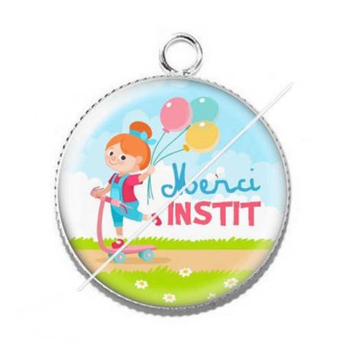 Pendentif cabochon résine pour institutrice instit 10 