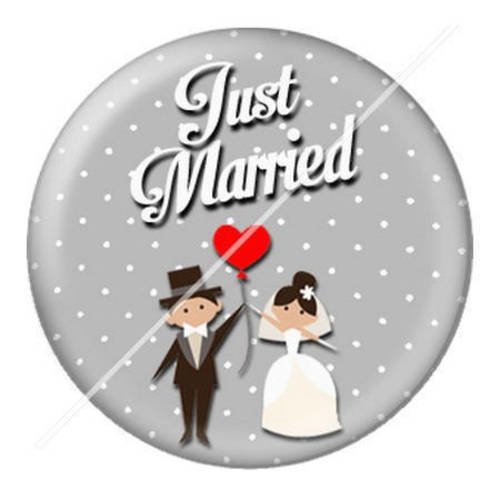 Cabochon résine a coller 25 mm just married mariage 10 
