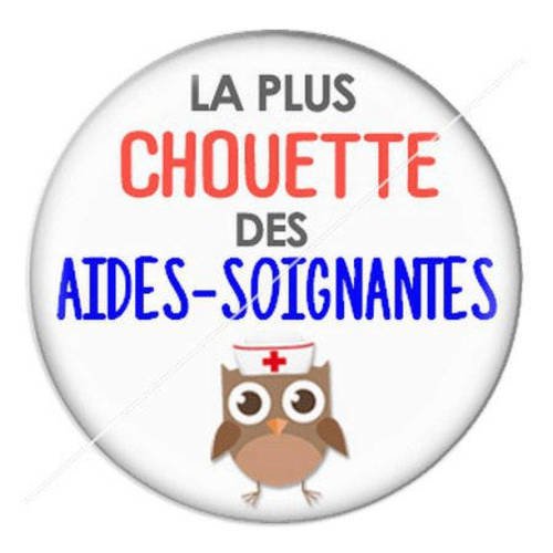 Cabochon résine a coller 25 mm chouette aide-soignante 8 