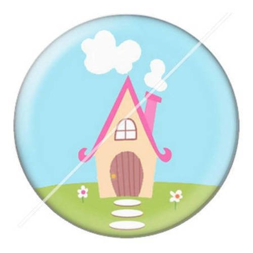 Cabochon résine a coller 25 mm la maison du bonheur 5 