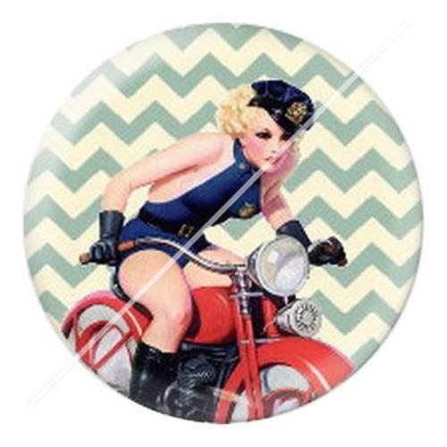 Cabochon résine a coller 25 mm fille vintage pin-up enjoy 11 