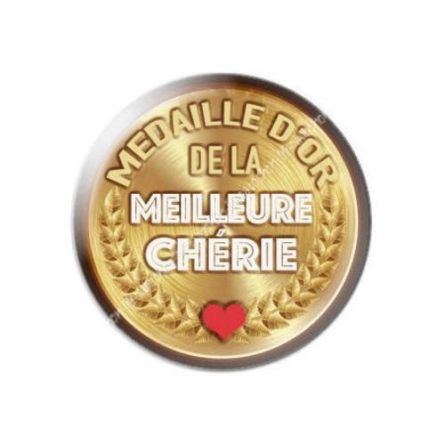 Cabochon résine a coller 25 mm médaille d'or de la chérie...13 