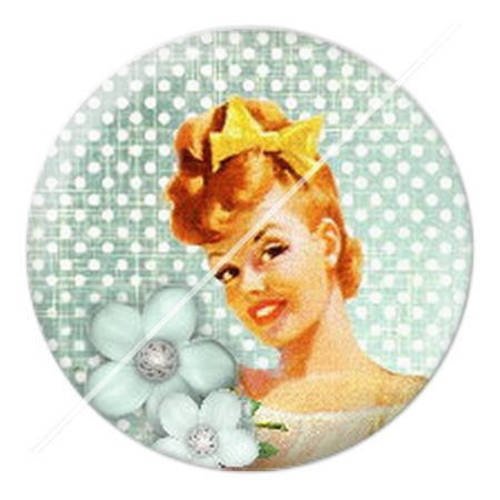 Cabochon résine a coller 25 mm fille vintage pin-up enjoy 9 