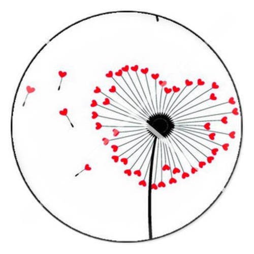 Cabochon résine a coller 25 mm pissenlit coeur 7 