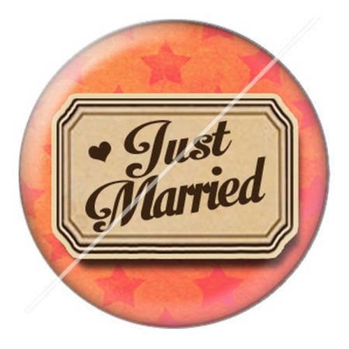 Cabochon résine a coller 25 mm just married mariage 15 