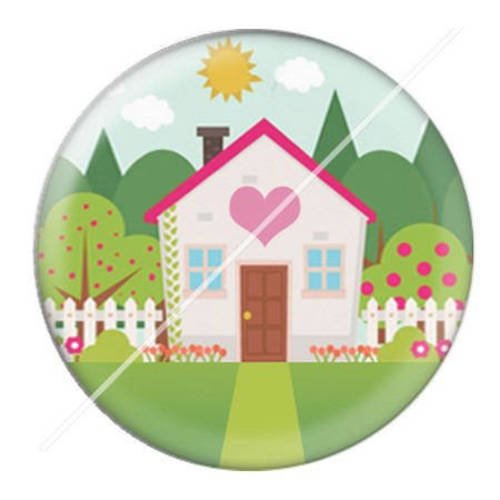 Cabochon résine a coller 25 mm la maison du bonheur 10 