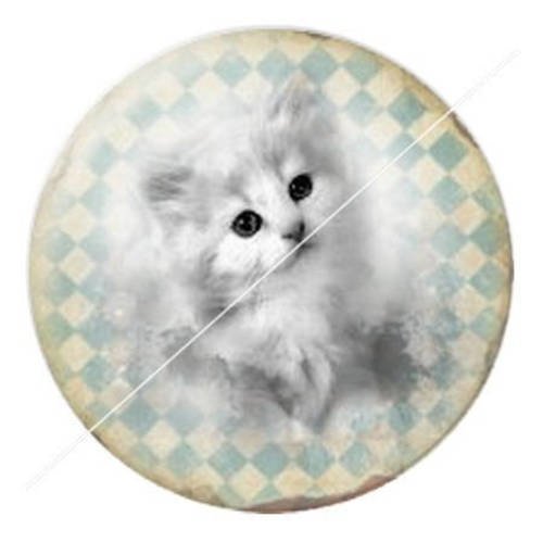 Cabochon résine a coller 25 mm chat minette 1 