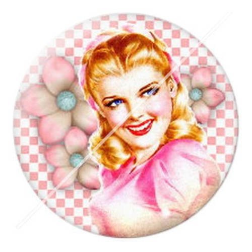 Cabochon résine a coller 25 mm fille vintage pin-up enjoy 19 