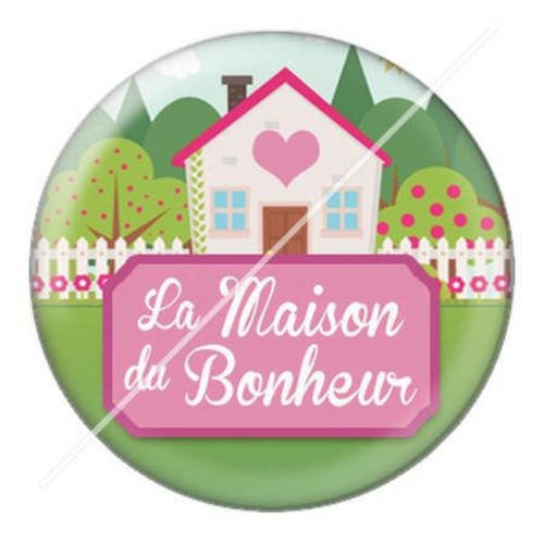 Cabochon résine a coller 25 mm la maison du bonheur 4 