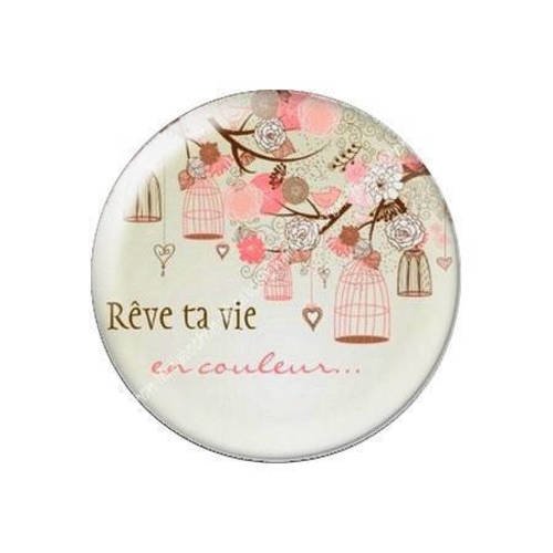 Cabochon résine a coller 25 mm rêve ta vie en couleur 