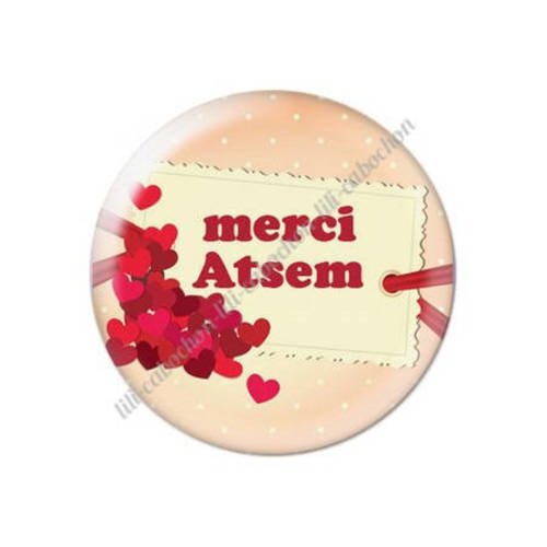 Cabochon résine a coller 25 mm merci atsem s2 