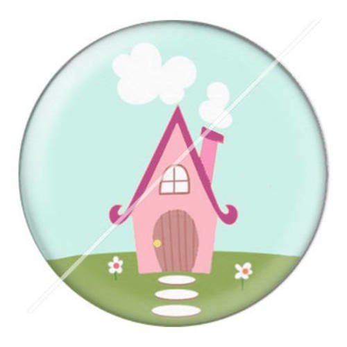 Cabochon résine a coller 25 mm la maison du bonheur 12 