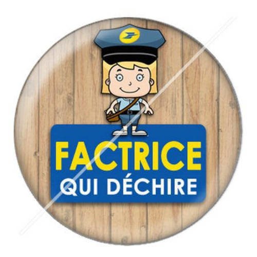 Cabochon résine a coller 25 mm factrice qui déchire 6 