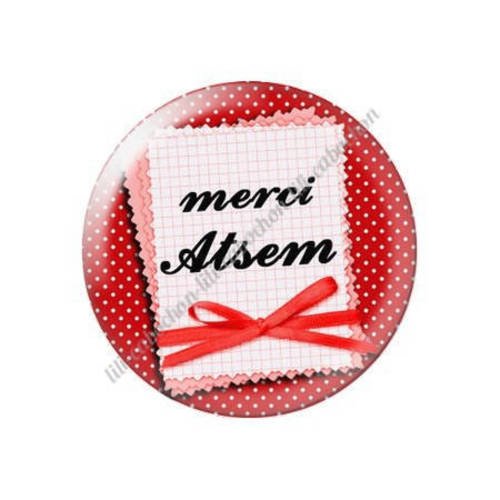 Cabochon résine a coller 25 mm merci atsem s7 