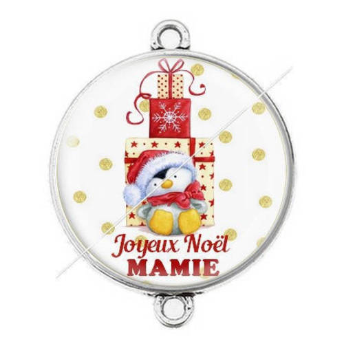 Grand Connecteur Argente Cabochon Joyeux Noel Mamie B4 Un Grand Marche