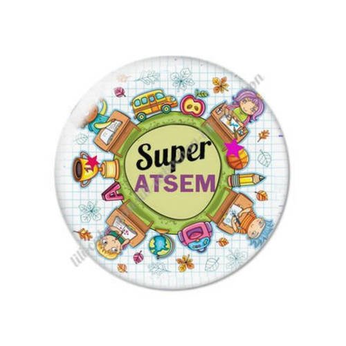 Cabochon résine a coller 25 mm merci atsem s18 