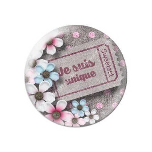 Cabochon résine a coller 25 mm je suis unique 4 