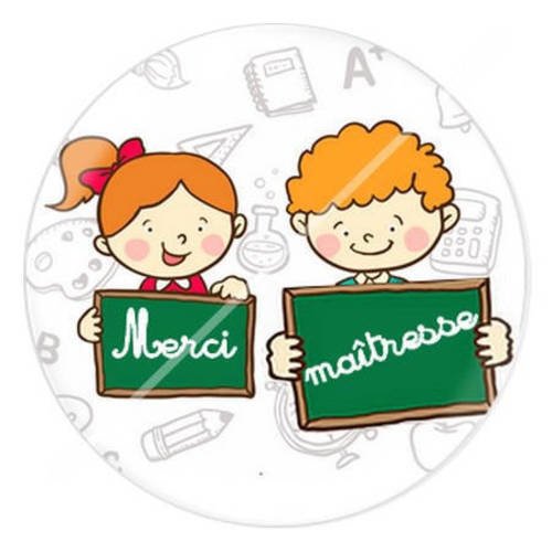 Cabochon résine a coller 25 mm merci maîtresse 13 