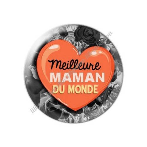 Cabochon résine a coller 25 mm meilleure maman du monde l1 