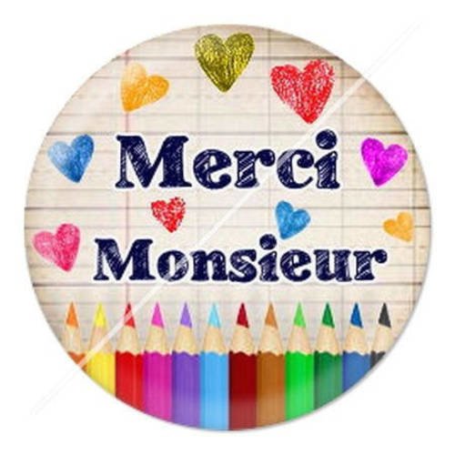 Cabochon résine a coller 25 mm merci monsieur 10 