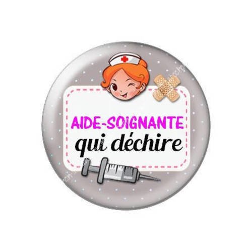 Cabochon résine a coller 25 mm aide soignante qui déchire j21 
