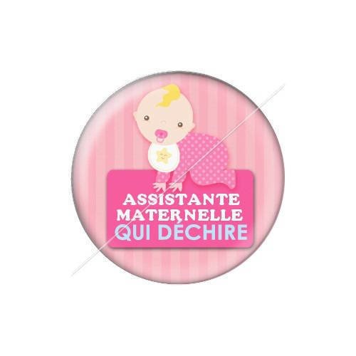 Cabochon résine a coller 25 mm assistante maternelle j7 
