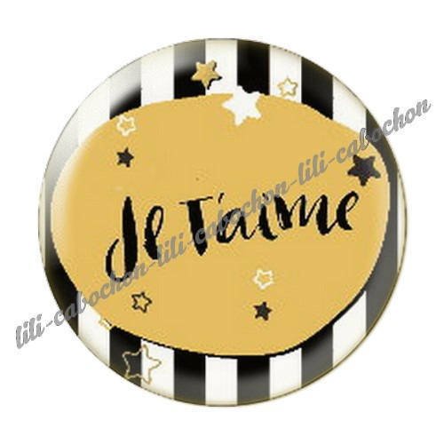 Cabochon résine a coller 25 mm je t'aime amour 9 