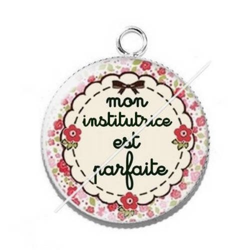 Pendentif cabochon résine pour institutrice 9 