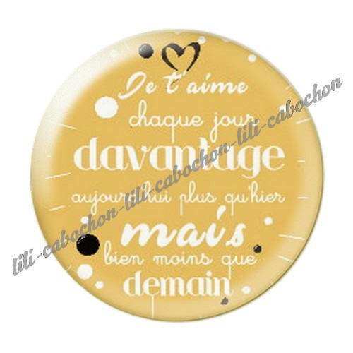 Cabochon résine a coller 25 mm je t'aime amour 7 