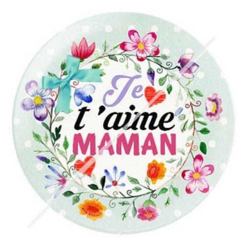 Cabochon résine a coller 25 mm je t'aime maman 5 