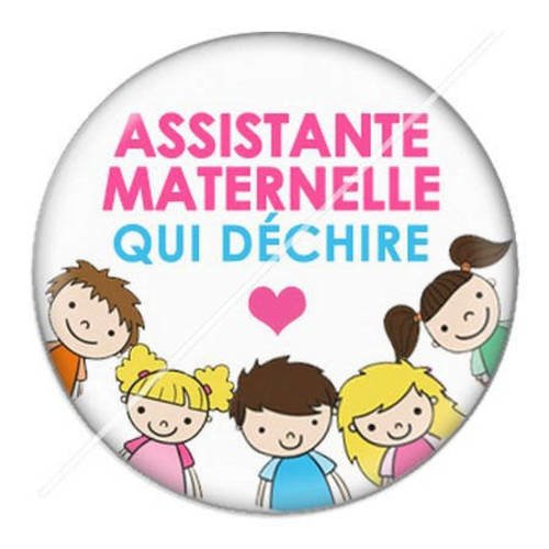 Cabochon résine a coller 25 mm assistante maternelle 6 