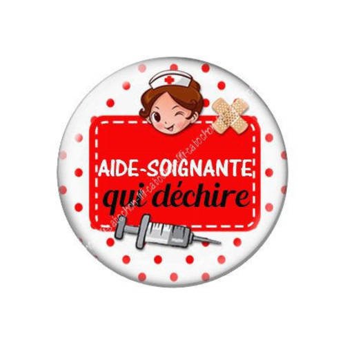 Cabochon résine a coller 25 mm aide soignante qui déchire j23 