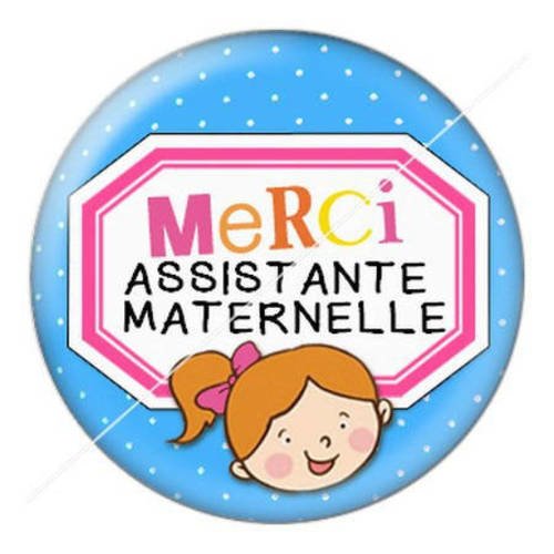 Cabochon résine a coller 25 mm merci assistante maternelle 1 