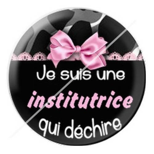 Cabochon résine a coller 25 mm pour institutrice instit 29 