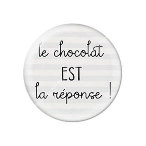 Cabochon résine a coller 25 mm le chocolat est la réponse 