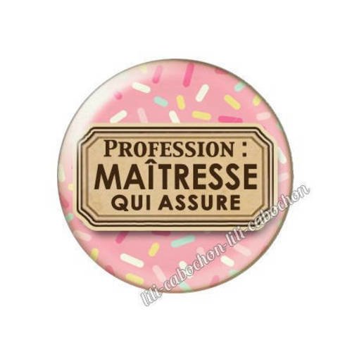 Cabochon résine a coller 25 mm profession maîtresse p59 