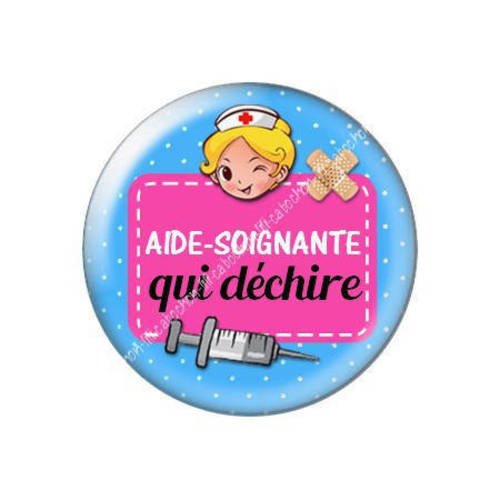 Cabochon résine a coller 25 mm aide soignante qui déchire j26 