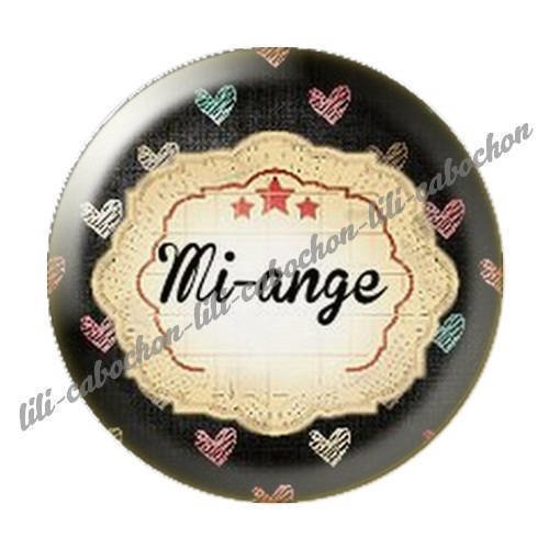 Cabochon résine a coller 25 mm mi-ange mi-démon 30 