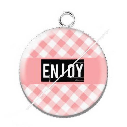 Pendentif cabochon résine fille vintage pin-up enjoy 18 