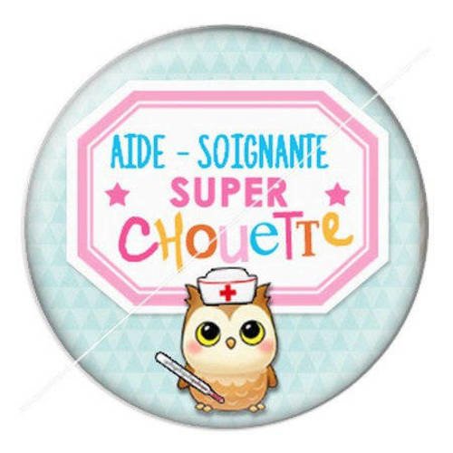Cabochon résine a coller 25 mm chouette aide-soignante 3 