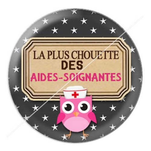 Cabochon résine a coller 25 mm chouette aide-soignante 4 