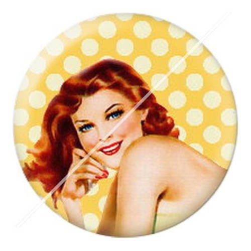 Cabochon résine a coller 25 mm fille vintage pin-up enjoy 3 